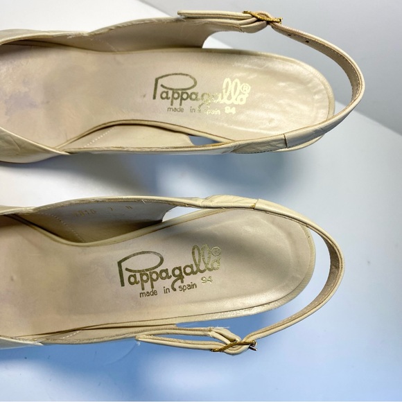 Vintage‎ Pappagallo Nude/Cream Leather Sling-back High Heel Pumps Peep-toe 7 N - Picture 6 of 8